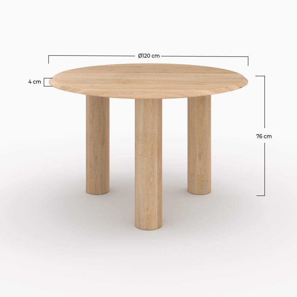 table ronde sacha en bois de manguier 4 personnes