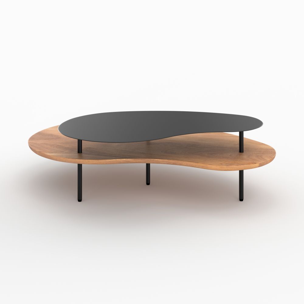 tables gigognes moji bois et metal noir lot 2