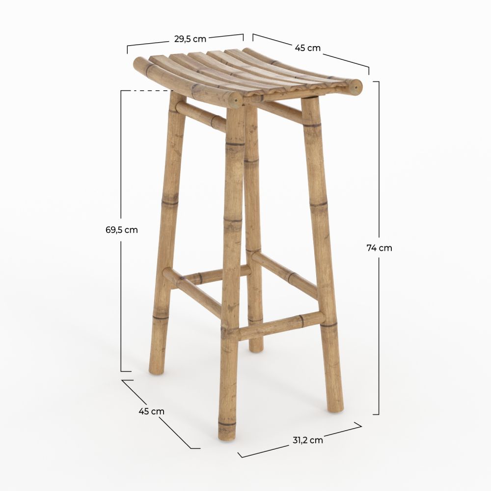 tabouret bar vadella exterieur en bambou 74 cm