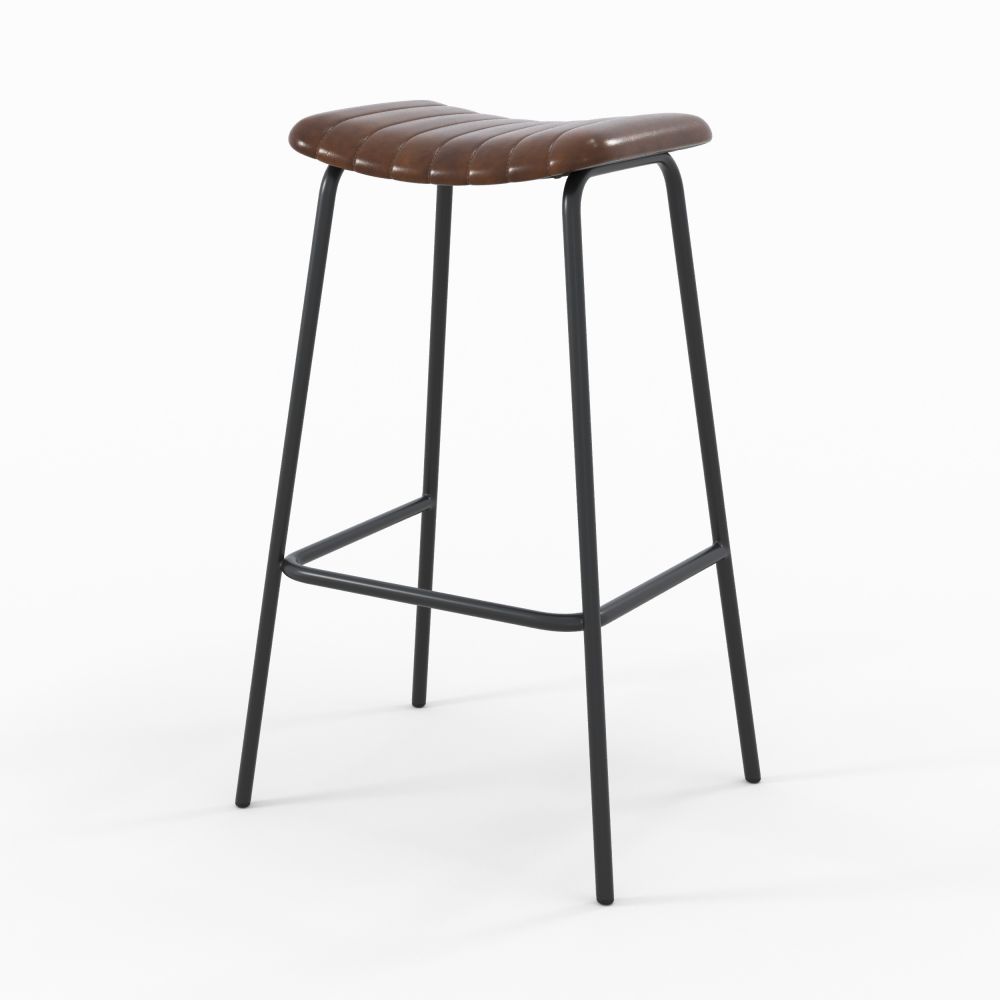 tabouret de bar arsene cuir marron 77 cm lot de 2