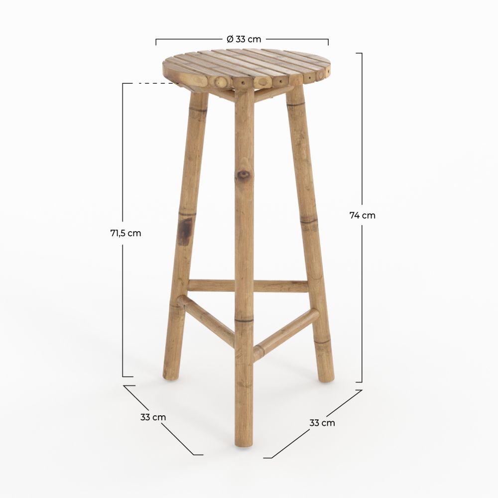 tabouret de bar exterieur eli bambou 74 cm