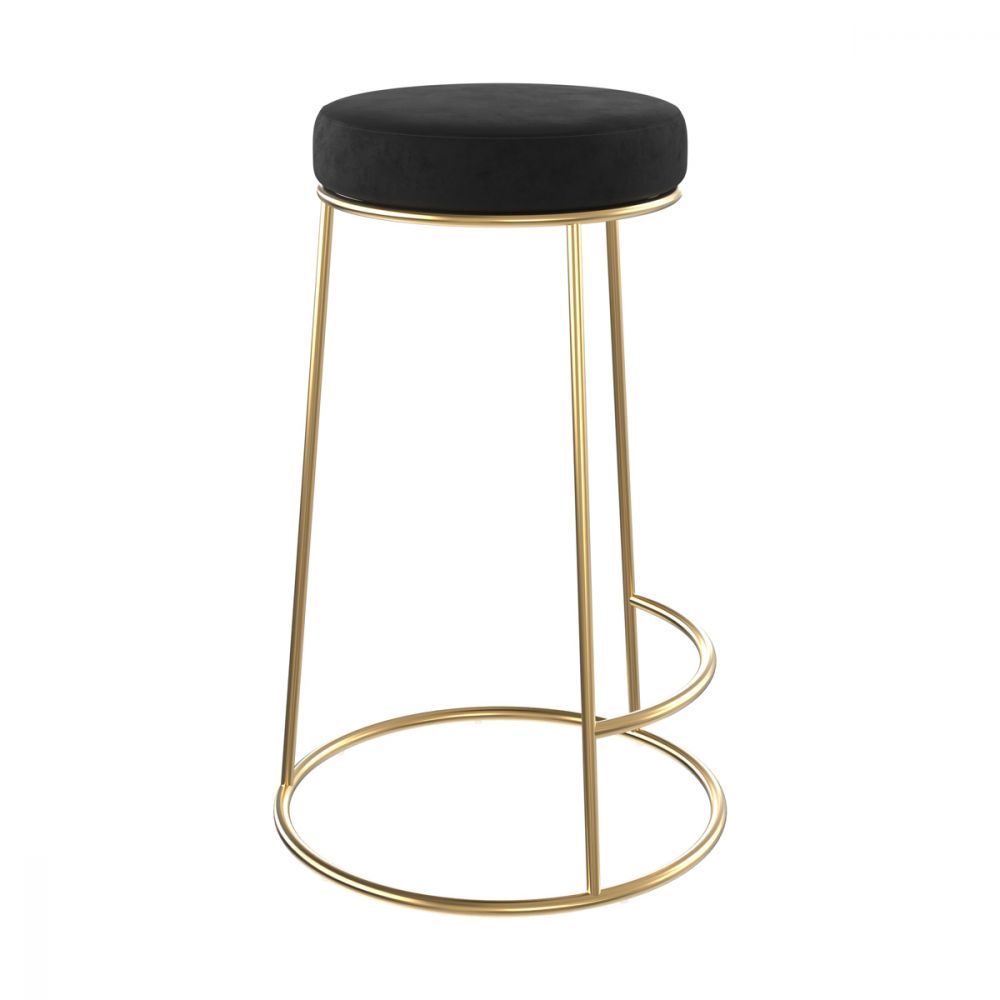 taburete de bar kendal de terciopelo negro set de 2