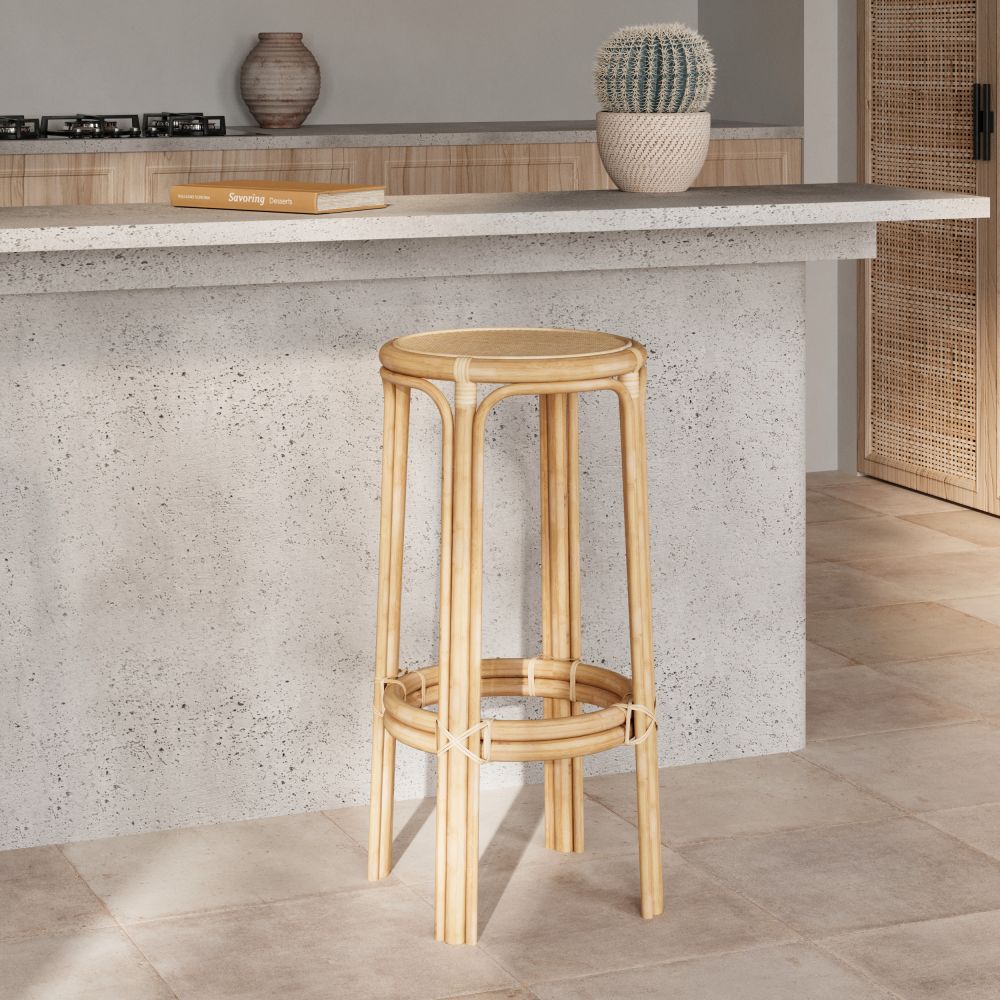 tabouret de bar vania en rotin 75 cm boheme