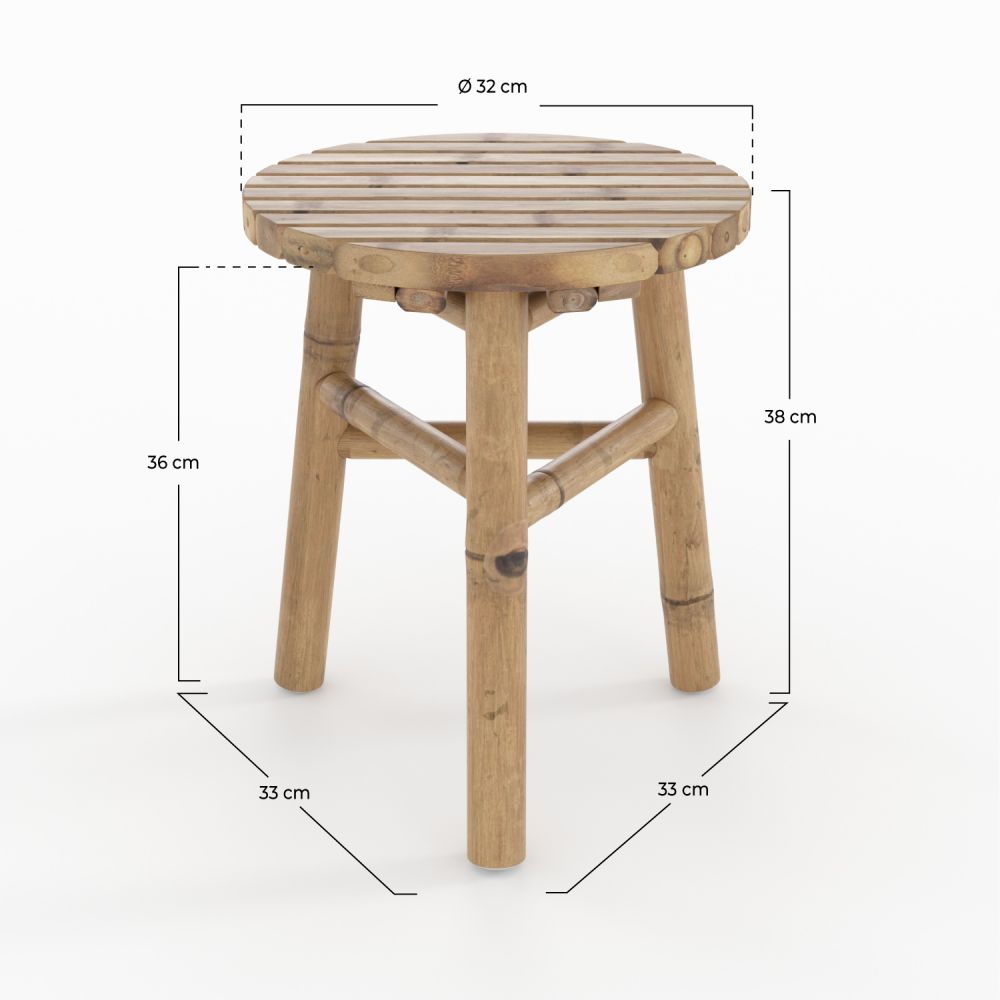 tabouret de jardin eli en bambou rond