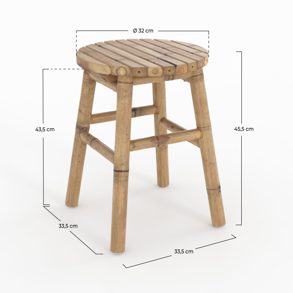 tabouret en bambou jardin hauteur 45