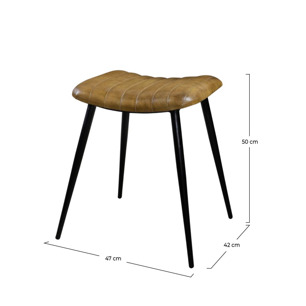 tabouret en cuir bidar marron et noir 50 cm