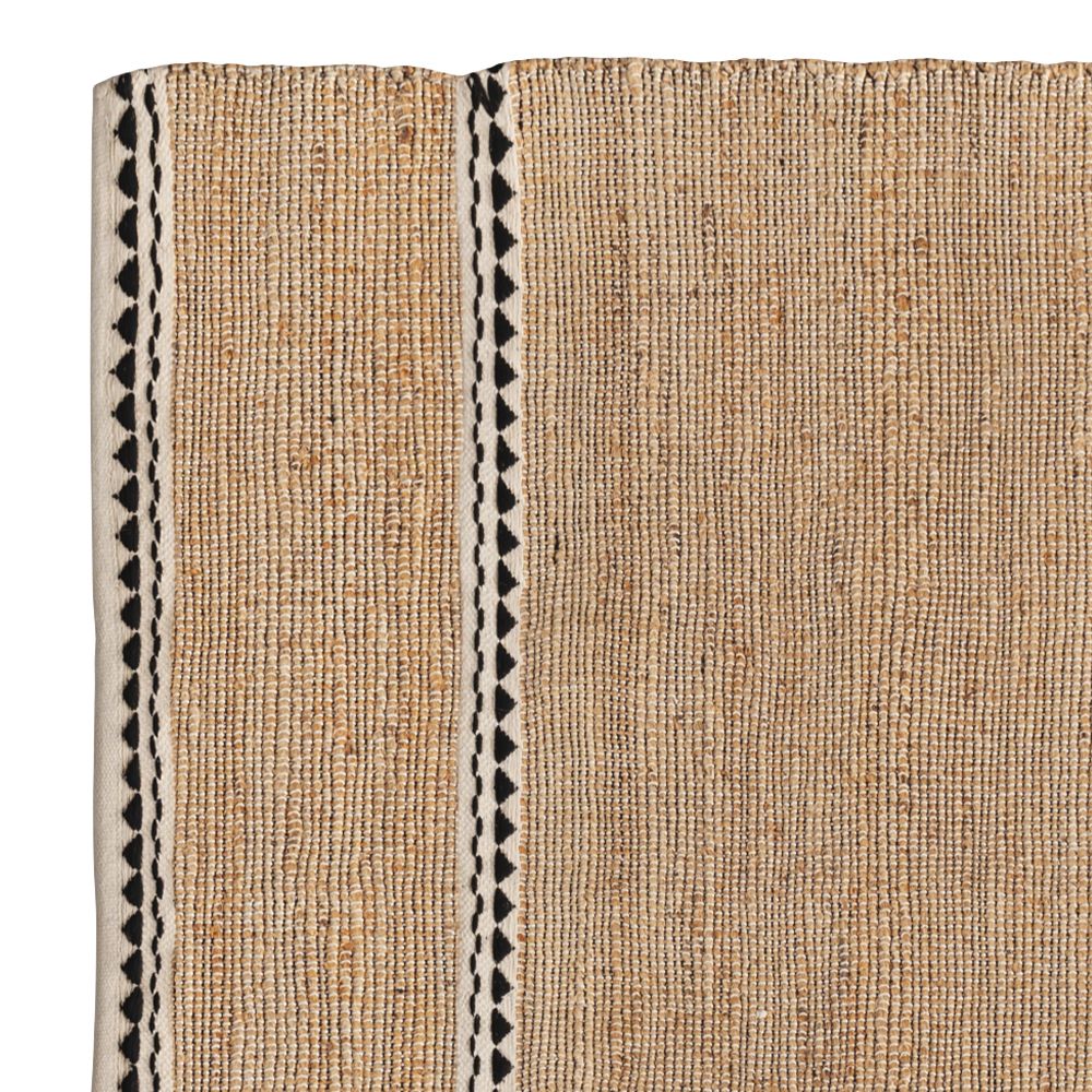 tapis cassis en jute avec bandes noires et blanches 180x120 cm