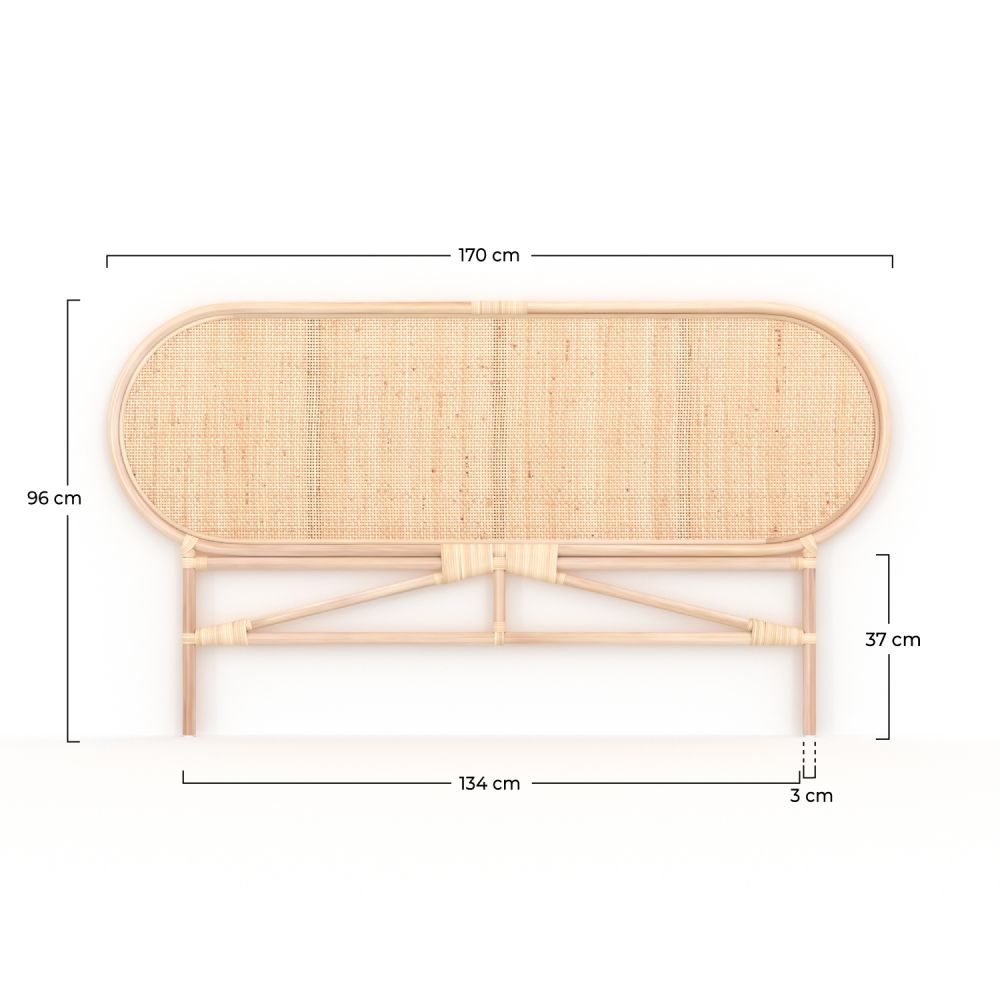 tete de lit 140cm navahino rotin naturel