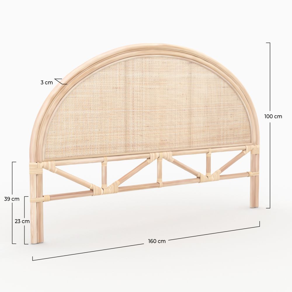 tete de lit en rotin et cannage madya 160 cm