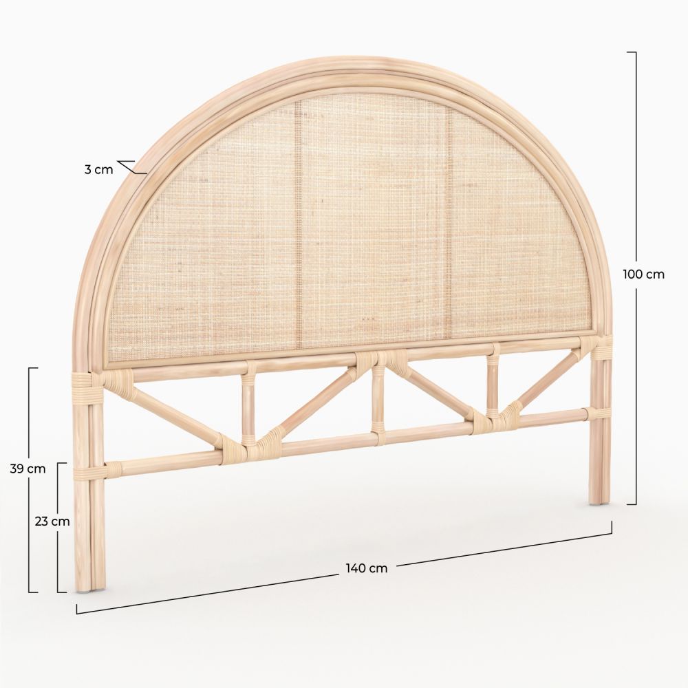 tete de lit madya rotin et cannage 140 cm