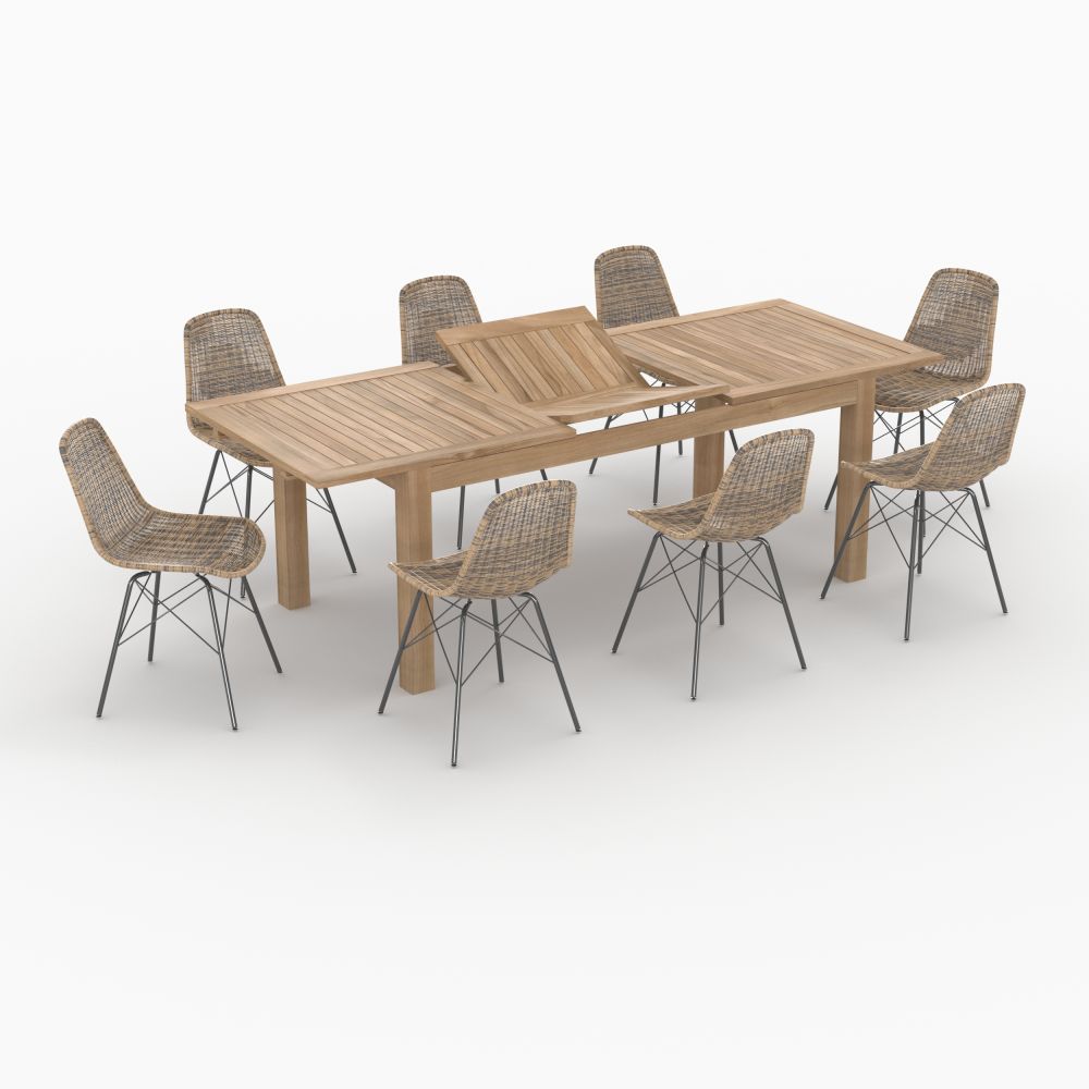 tiptur table et chaises de jardin 8 personnes en bois et resine