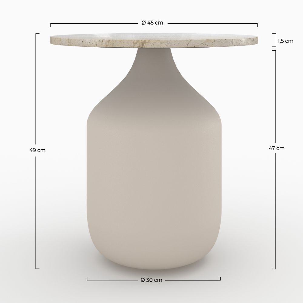 travertin et metal beige table d appoint ronde louison