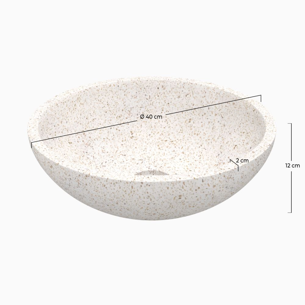 vasque ronde lysea terrazzo blanc mouchete rdv deco