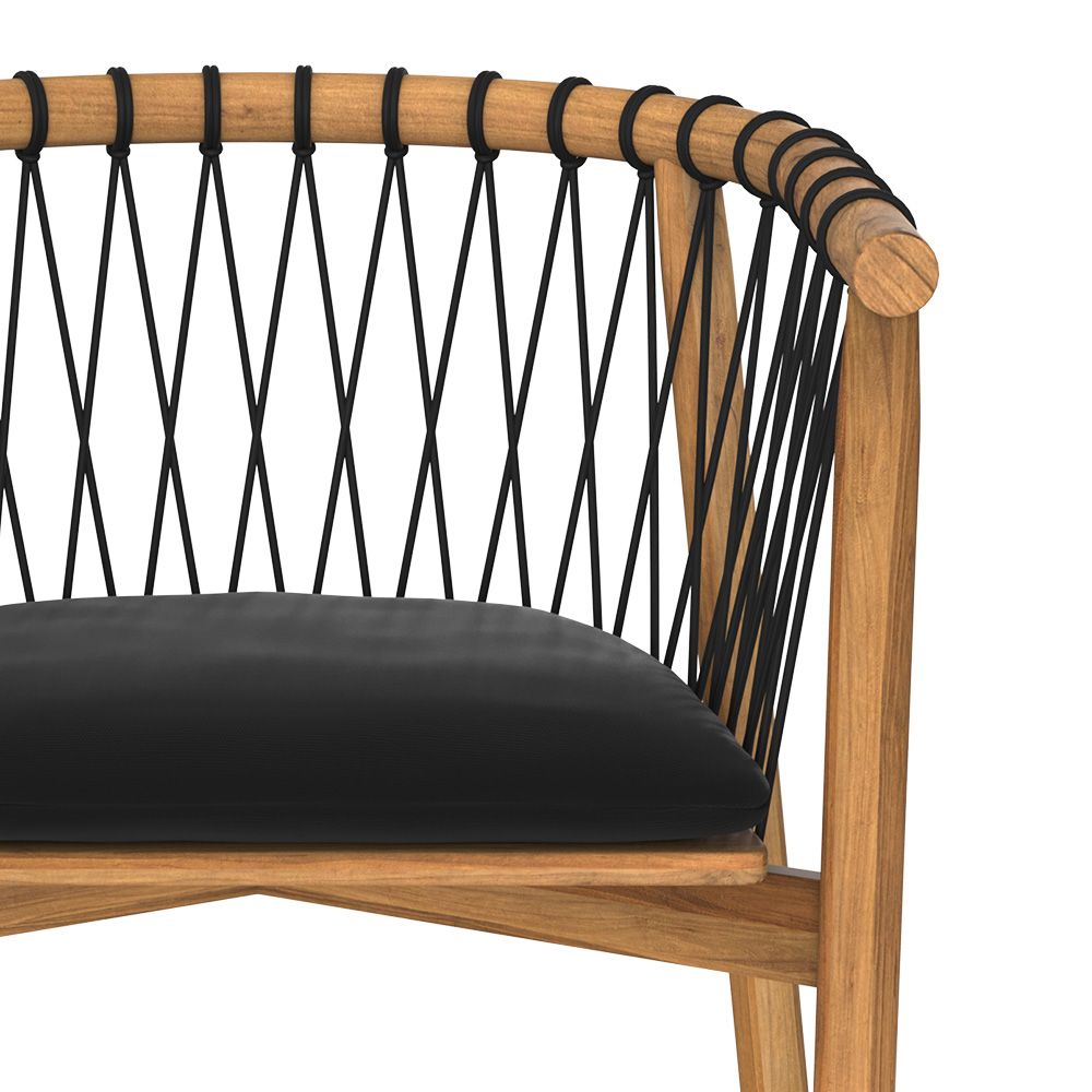 yago chaise de jardin bois de teck tissu noir