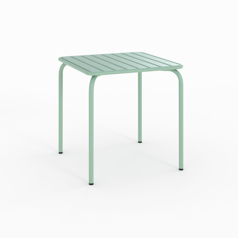 yumi table de jardin en metal vert carree