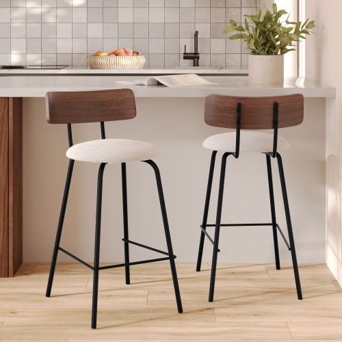 2 chaises de bar alize en tissu beige 64 cm ilot central