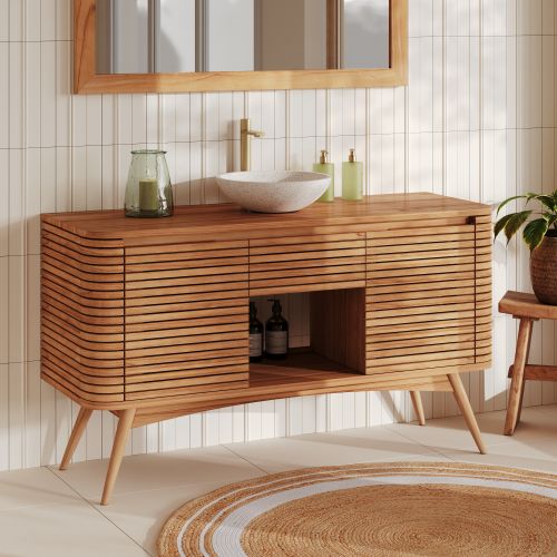 auguste sdb meuble bois de teck avec niche