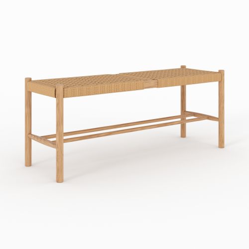 banc en bois de chene massif kepler avec tressage 2 places