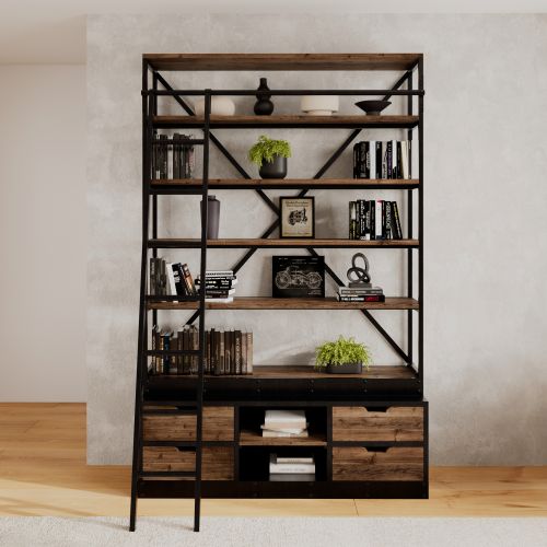 bibliotheque en bois et metal noir kasi 160 cm rendez vous deco