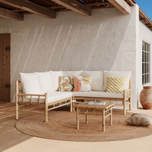 canape de jardin 5 place canape d angle bambou et blanc boheme