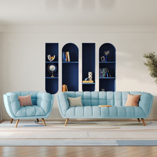canape et fauteuil tissu bleu clair carmen ensemble