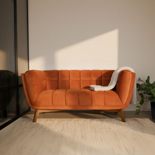 canape mona 2 personnes velours terracotta orange