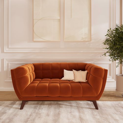 canape mona 2 placesvelours orange