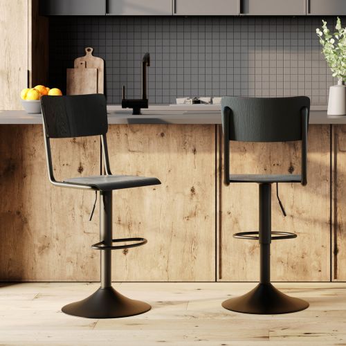 chaise de bar clem en bois noir reglable 60 80 cm