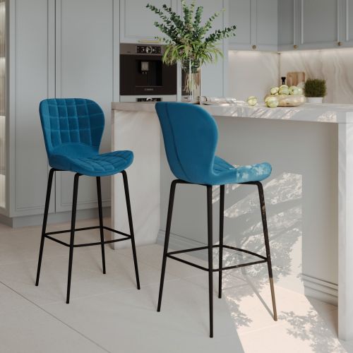 chaise de bar de75 cm en velours mazzia cusine moderne