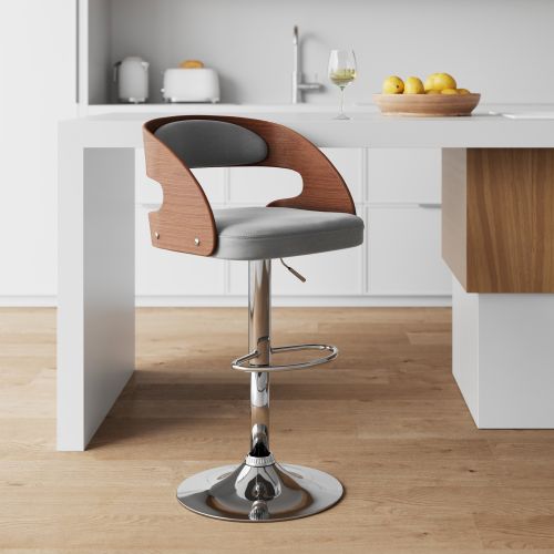 chaise de bar gris clair reglable 62 84 cm louis