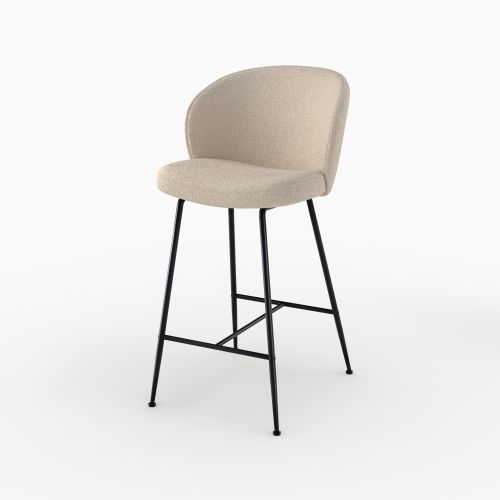 chaise de bar groom en tissu boucle beige 66 cm