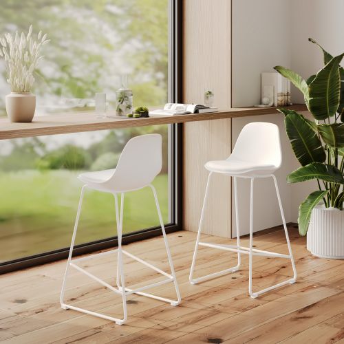 chaise de bar leni blanche lot de 2 65 cm