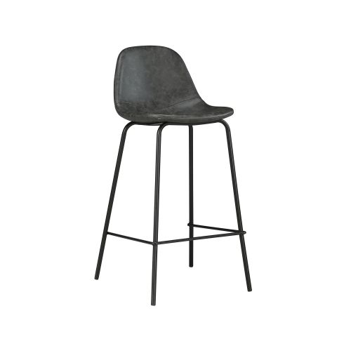 chaise de bar mi hauteur henrik 65 cm vendue a l unite cuir synthetique gris noir