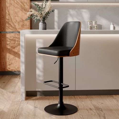 chaise de bar reglable noire bois 56 77 cm georges