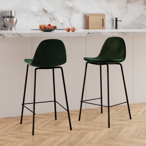 chaise de bar velours vert fonce henrik lot de 2