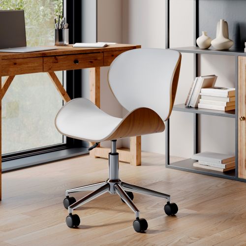 chaise de bureau blanche baudoin pivotante reglable roulettes