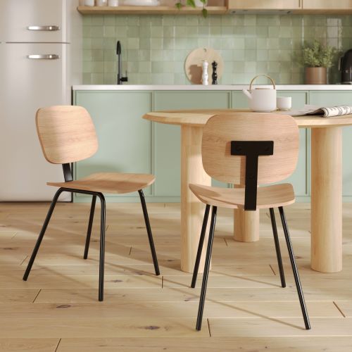 chaise en bois et pieds noirs vintage lot de 2