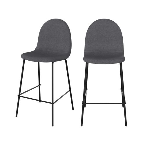 chaise pour ilot central en tissu gris fonce 66 cm lot de 2 lena
