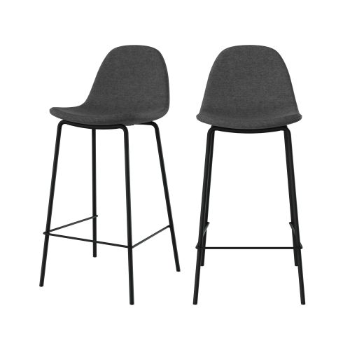 chaise pour ilot central en tissu gris fonce chine 65 cm lot de 2 henrik