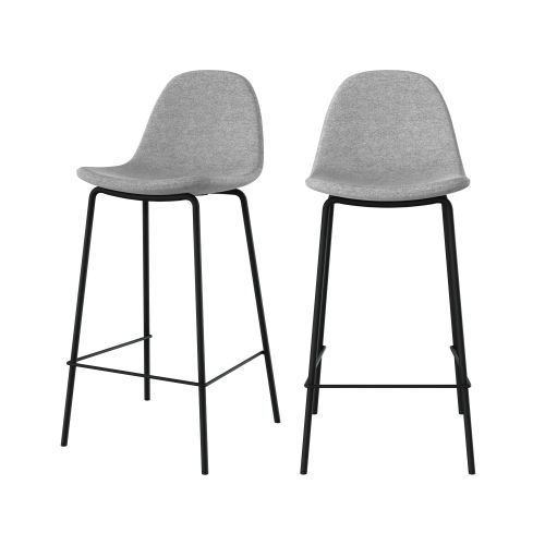 chaise pour ilot central henrik en tissu gris clair chine 65 cm lot 2
