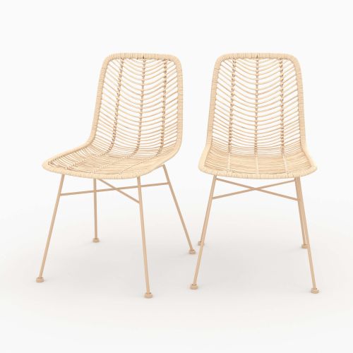 chaise tamara en rotin naturel pieds beiges lot de 2_2