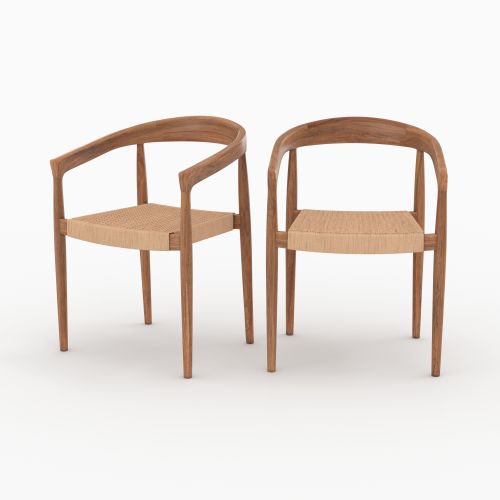 chaises bali en bois de teck et corde synthetique lot 2