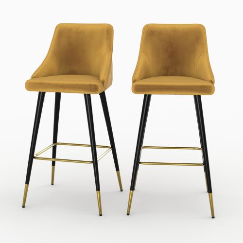 chaises de bar velours jaune curry aristote 77