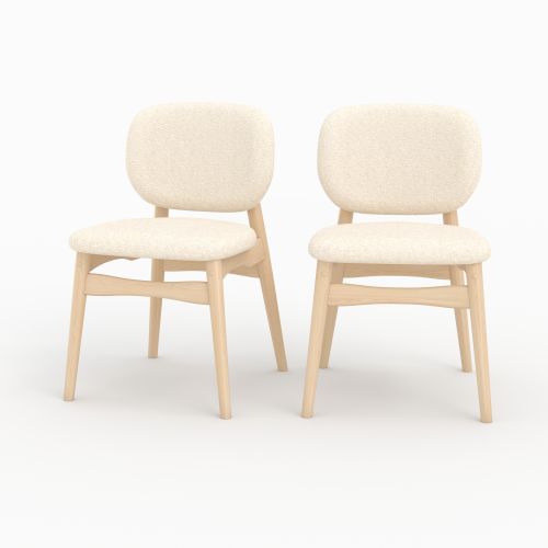 Lot de 2 chaises Paulette en tissu bouclé beige