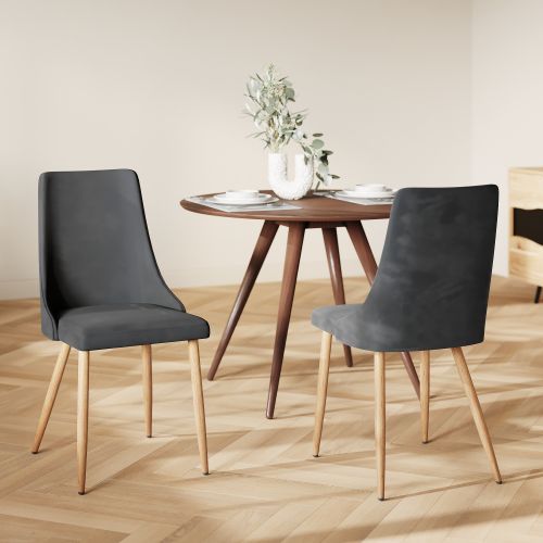 chaises vinni velours gris lot 2 rdv deco
