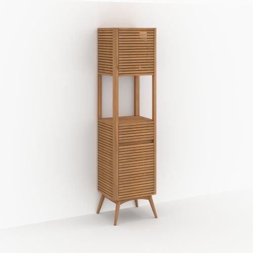 colonne de salle de bain en bois teck auguste