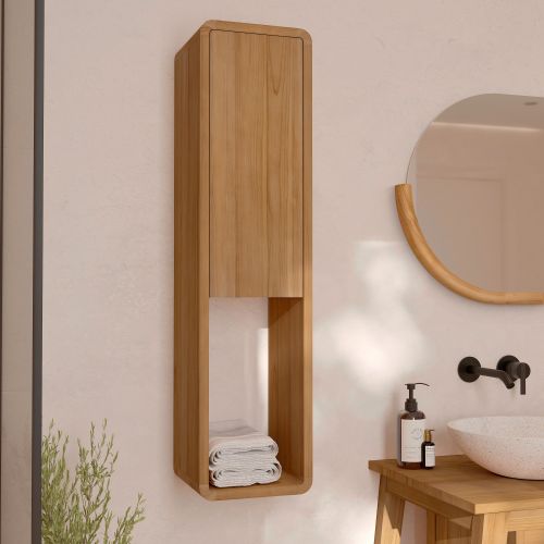 colonne de salle de bain kafa en bois de teck fonce