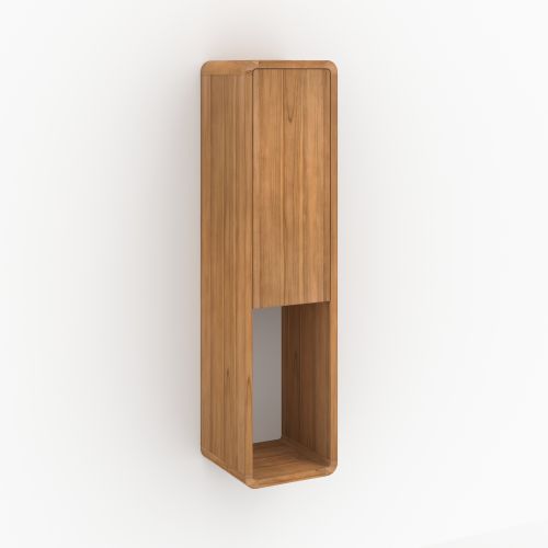 colonne de salle de bain kafa en bois de teck rangement suspendue_1