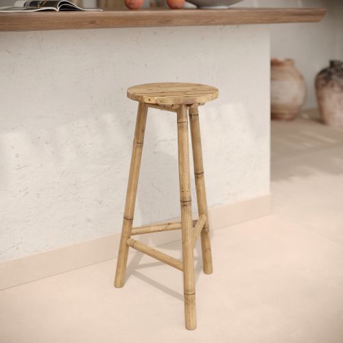 eli tabouret de bar en bambou 74 cm jardin exterieur