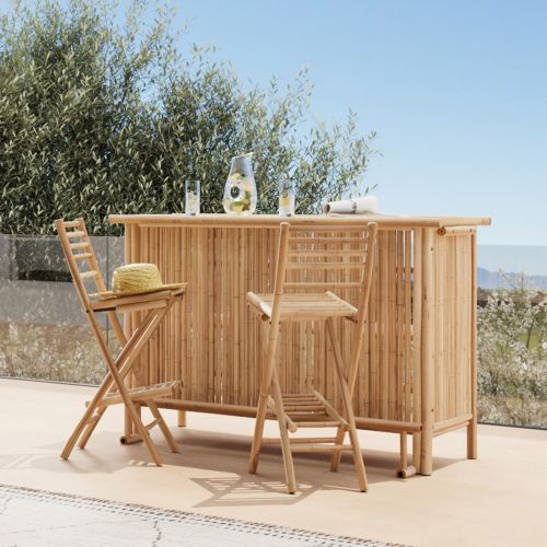 ensemble bar et chaise de jardin en bambou vadella